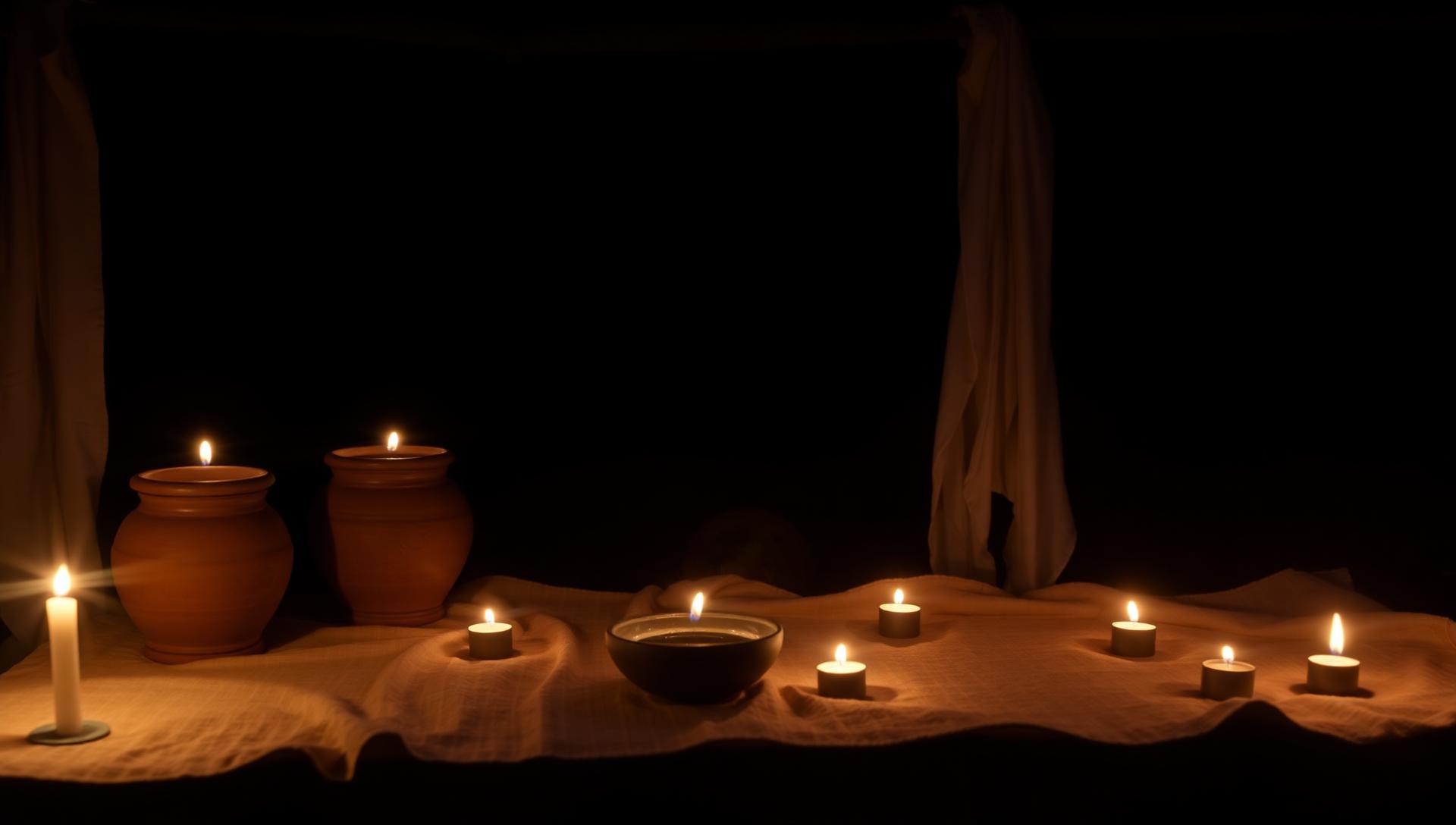 Altar do terreiro à luz de vela
